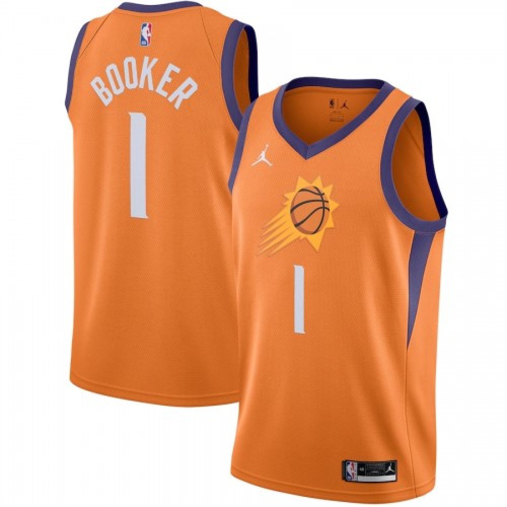 Men's Phoenix Suns Devin Booker #1 Jordan Orange 2020/21 Swingman Jersey - Statement Edition-Pro Kit Vault | Brand New 26/27 Sports Jerseys